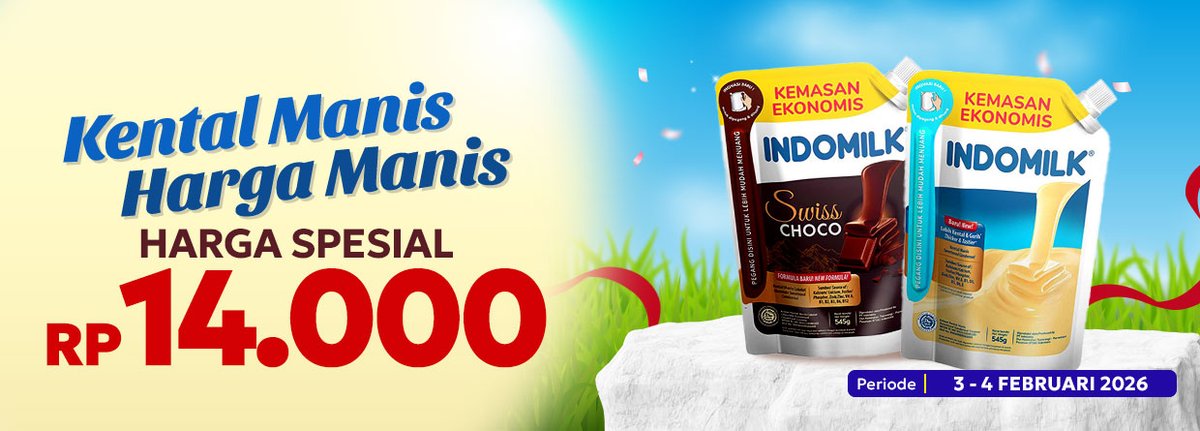 STOP SCROLL ❗🥛

Indomilk Kental Manis lagi
💥 Cuma 14.000 ✨
Belanja gampang di Klik Indomaret 🛒

Buruan checkout sekarang! 😍

#KlikIndomaret #Indomilk #Diskon