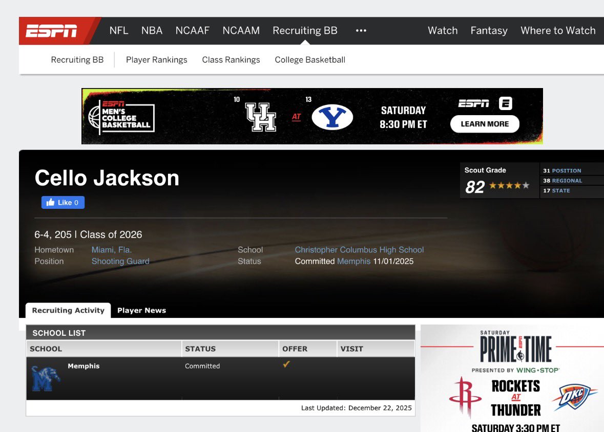 Cello_Jackson's tweet image. Thank you ESPN and @PaulBiancardi  🙏🏾🙏🏾🙏🏾🙏🏾 and #gotigresgo #gtg Go Tigers 🐯 Ⓜ️