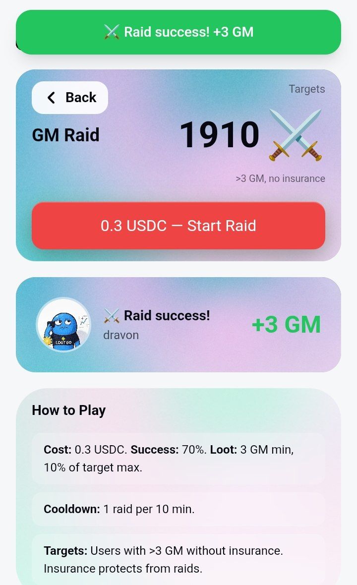 Mamunneth's tweet image. High risk, High reward. 

Just dived into the new Raid feature in Arbase GM! With a 70% success rate, nobody's stash is safe without insurance. 

Big thanks to @kingyru for building this insane economy. I'm coming for that $250k prize! 🍉

#Arbase #base #arbasegm