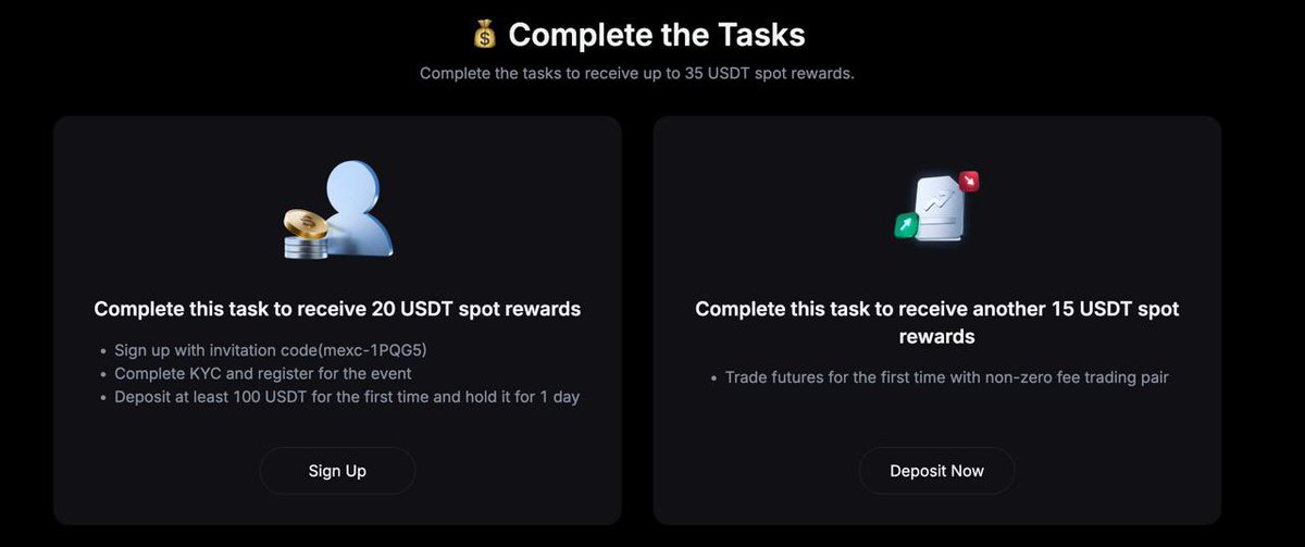 Herkese günaydın, sağlıklı huzurlu mutlu ve bol kazançlı bir gün diliyorum. 

mexc.com/campaigns/Thun…

🤝 MEXC'den özel etkinlik;
💰 Görevleri tamamla 35 USDT ödül kazan 💰 

👍 Referans linkimle kayıt ol
👍 KYC Tamamla
👍 Başka bir borsadan 100 USDT yatır (1 gün çekmemek gerek)