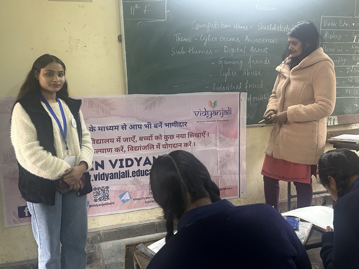 GGSSS_BINDAPUR's tweet photo. *Vidyanjali Activity-1 for the month of  - Feb 2026

Volunteer - Mr Rajneet Kumar
Activity - cyber crime
Class -  11 &amp; 9
No of students :  75
School - GGSSS BINDAPUR  
ID- 1618060
UDISE NO: 07070112801
District : West B
HOS - Smt. Sarita Dhaka
CRCC :- Ms Vibha Mago https://t.co/z8LeLc9TEl