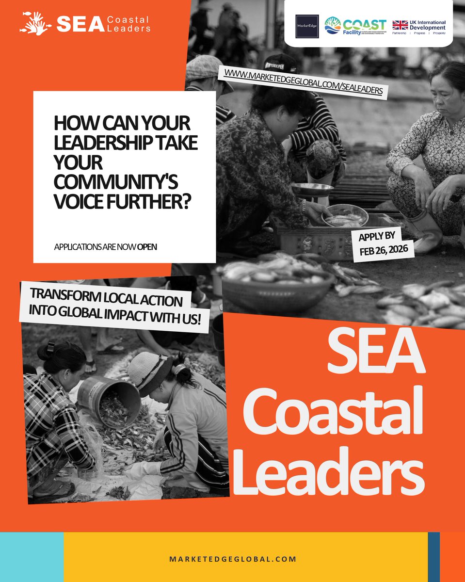 UKinMalaysia's tweet image. Applications are open for MarketEdge’s #SouthEastAsia Coastal Leaders Program!

We are supporting 12 grassroots coastal leaders from Southeast Asia to join a 6-month regional leadership cohort at the Our Ocean Conference in Kenya.

*Apply by 26 Feb: marketedgeglobal.com/sealeaders