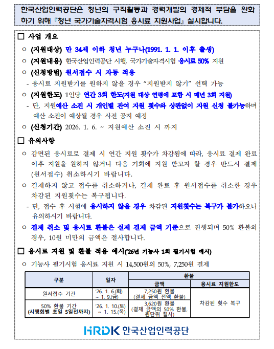 그리고 요즘 자격증 얘기 많이 나오는데 
제발 해당하는 분들은 응시료 지원 받으세요

[한국산업인력공단]
- 만 34세 이하 청년 누구나 
- 연간 3회 한도 / 50% 환불 (예산 소진 시 종료)

[지자체 자격증 응시료 지원 사업]
- (보통) 18세~39세 
- 1인1회, 연 최대 10만원 범위 응시료 

* 횟수,