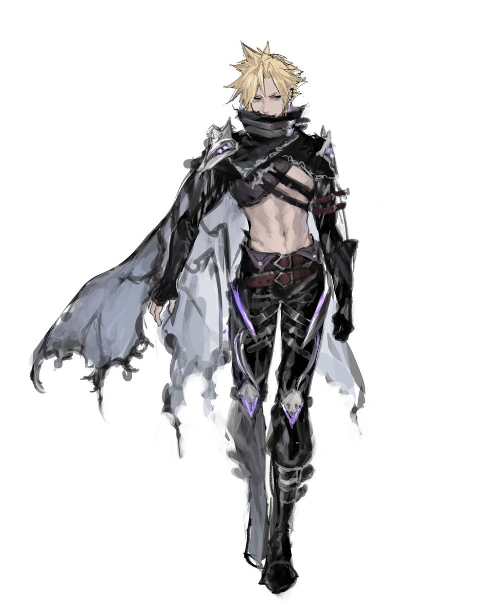pastelstrife's tweet image. thinking about this unused concept art of cloud