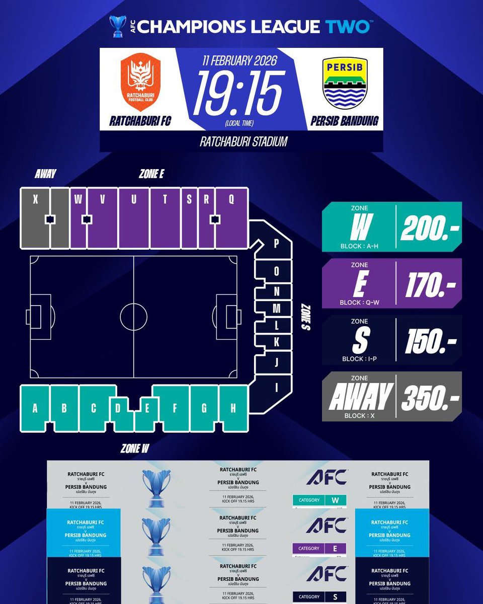 Ratchaburi FC is now selling tickets for the AFC Champions League 2025/2026 Round of 16 first leg match on Wednesday, February 11, 2026, at Ratchaburi Stadium.

Inbox FB : Ratchaburi FC

#RatcahburiFC #ACLTwo