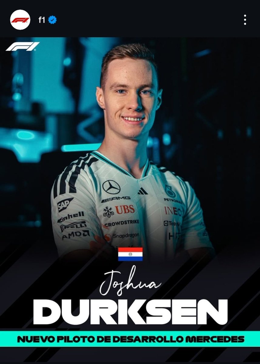 2024 ➡️  2026

No me animaba ni a manifestar nada cuando eso...pero aquí estamos; <a href="/JoshuaDuerksen1/">Joshua Dürksen 🇵🇾</a> 🇵🇾 piloto de desarrollo de <a href="/MercedesAMGF1/">Mercedes-AMG PETRONAS F1 Team</a>

Solo puedo describir esto como el mejor trabajo en equipo del cual tuve el honor de formar parte en mi vida 💪🏼🙌🏻

Puñito 🤜🏼🤛🏼 y a seguir