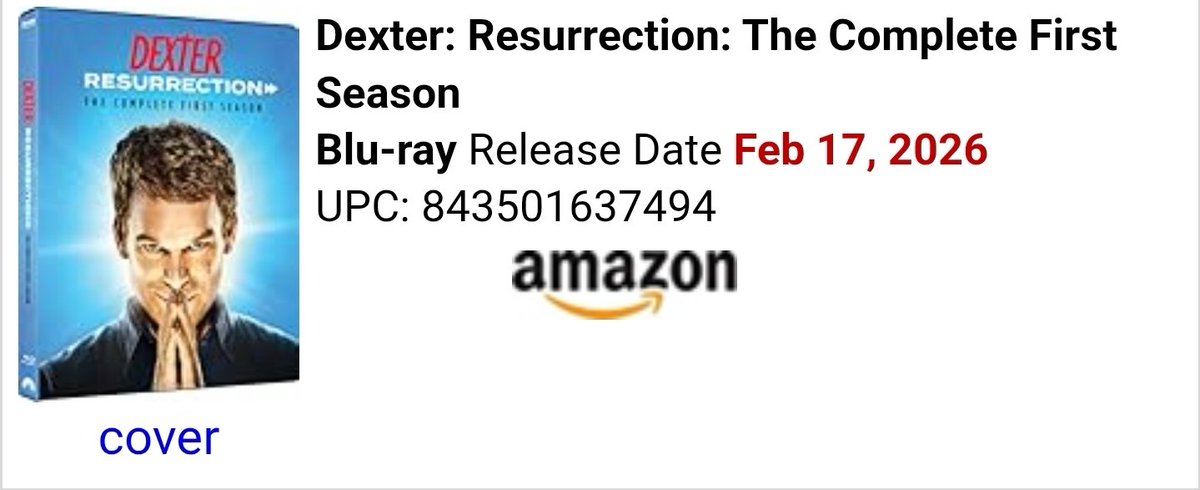 بتتوفر اعلى جودة ل dexter resurrection ( Blu-ray) في 17 فبراير
