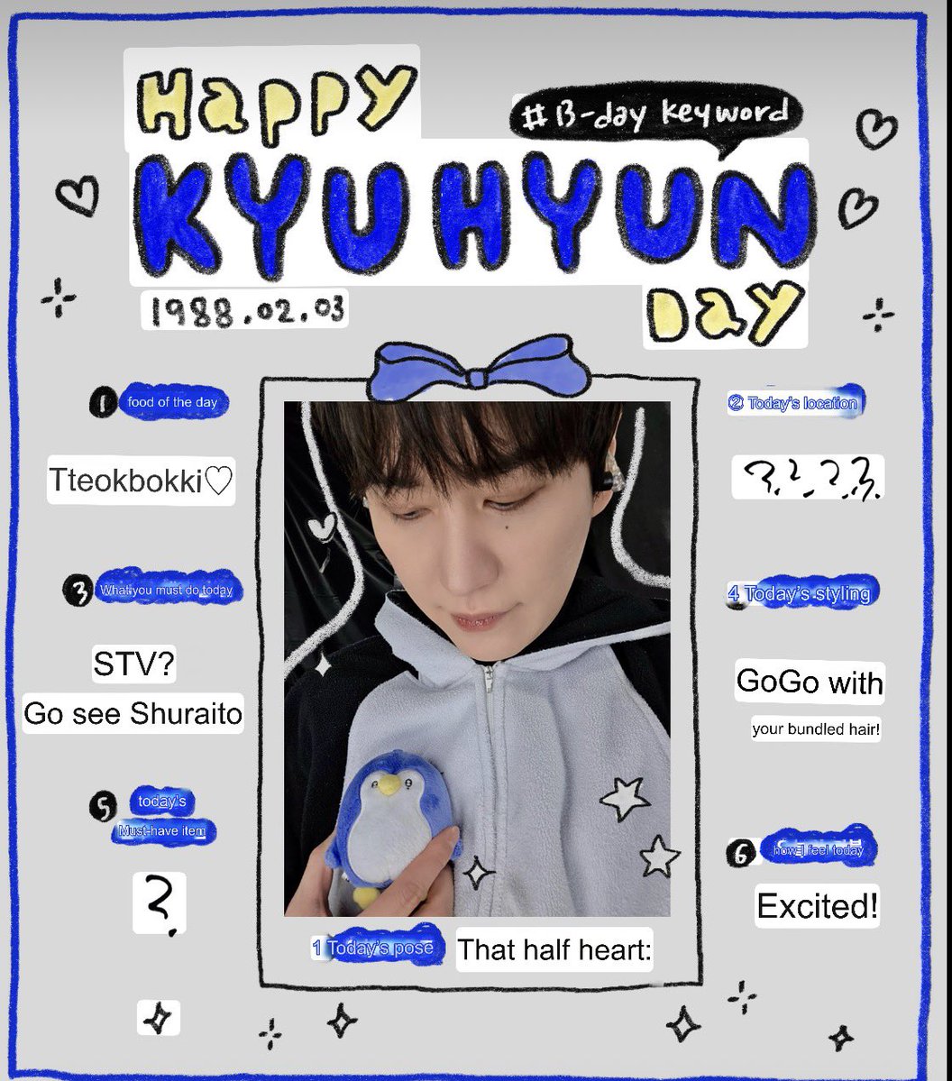 📸 2026.02.03 (KST) WEVERSE Update: KYUHYUN

“#2026.02.03 #KYUHYUN B-DAY KEYWORD 💌

HAPPY KYUHYUN DAY 🎉

Check out the B-DAY KEYWORD written by KYUHYUN on his birthday 💙”

💙