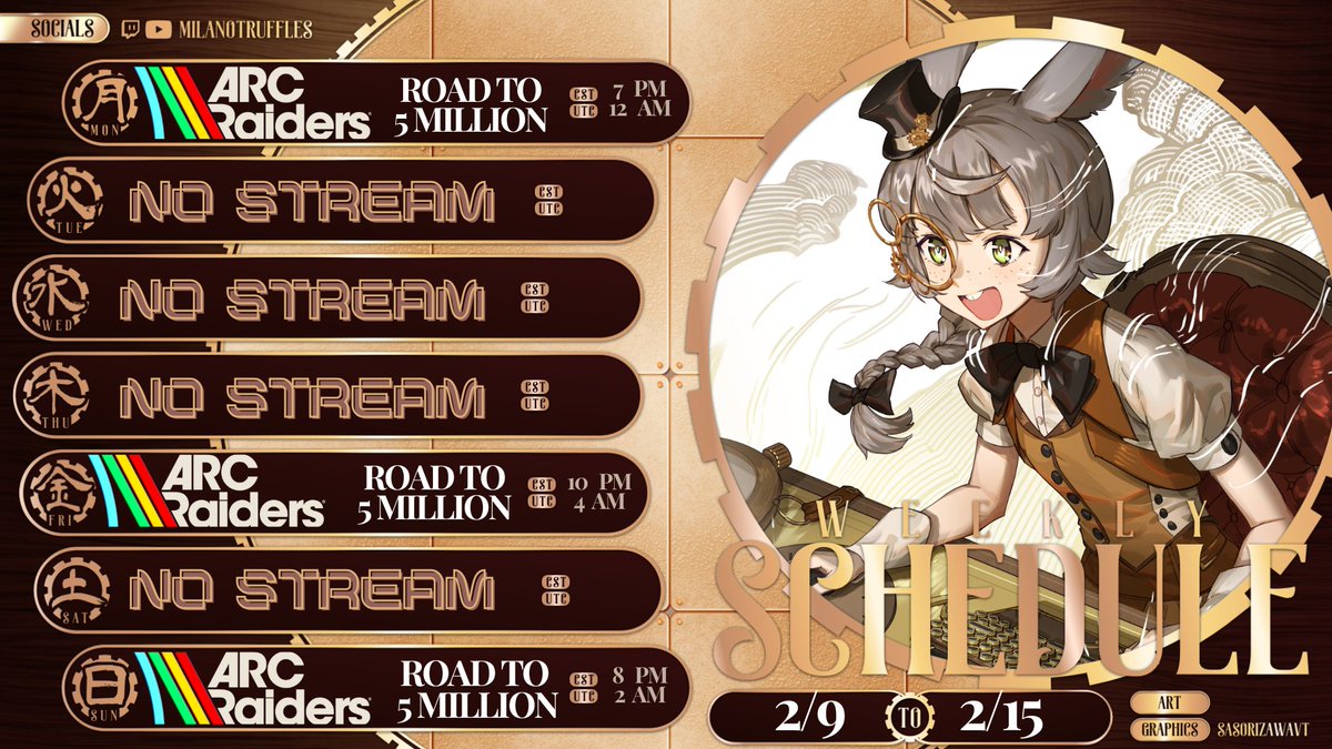 NEXT WEEKS SCHEDULE IS UP!