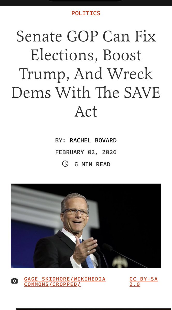 BasedMikeLee's tweet image. I can’t write enough words of praise for @rachelbovard, one of the most trusted conservative voices in Washington—especially when it comes to Senate procedure

In this piece in @FDRLST, she explains the process by which the Senate could—and must—pass the SAVE America Act