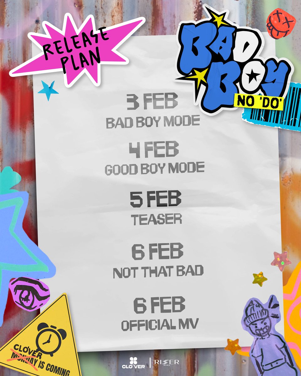 RELEASE PLAN🍀
CLO'VER - Bad Boy No 'DO'

OFFICIAL MV
06.02.2026

🎧 ALL STREAMING &amp; YouTube : RISER MUSIC

#CLO_VER
#BadBoyNoDoCLO_VER
#RISERMUSIC