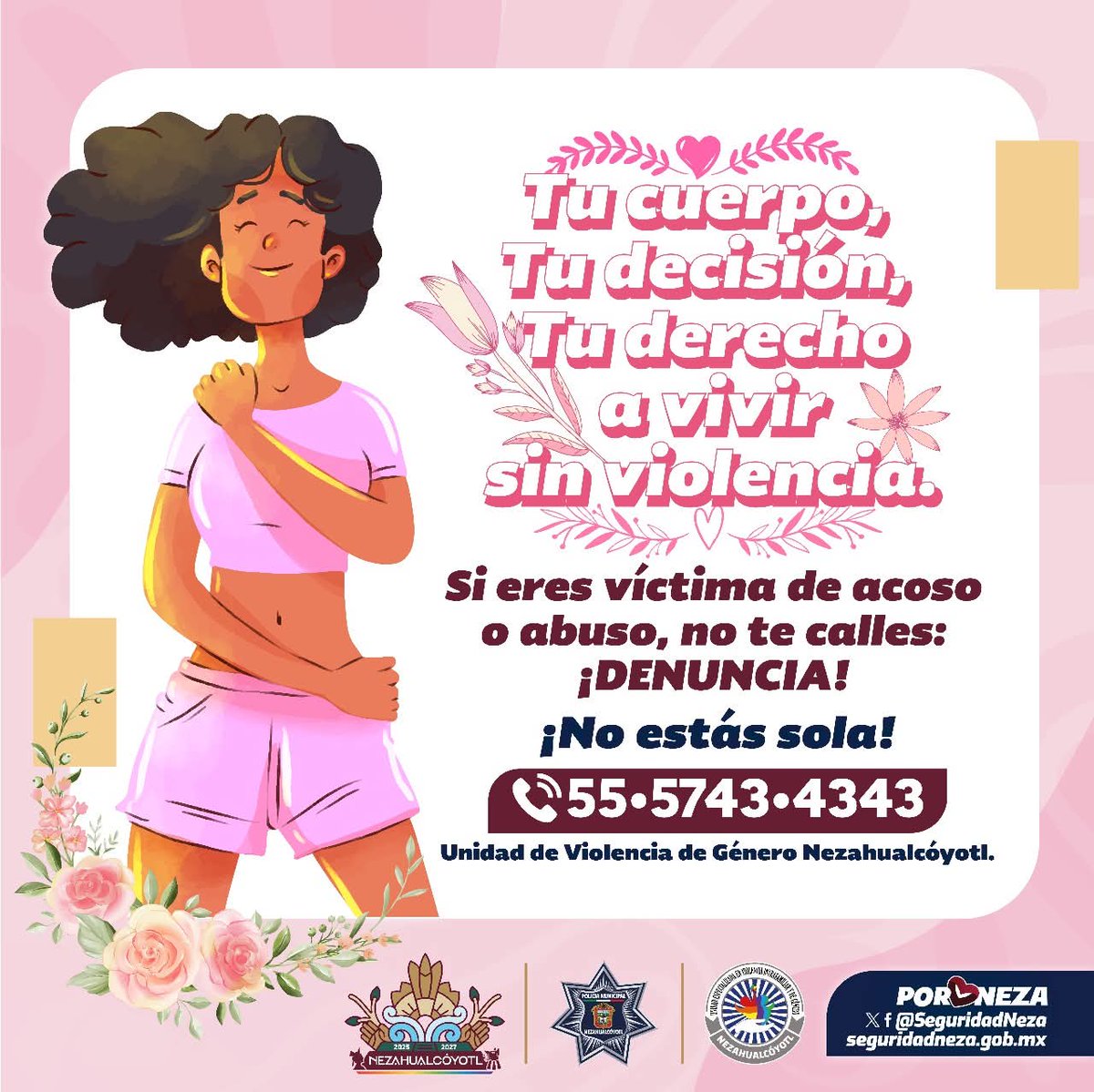 GeneroNeza's tweet image. 🚫 #AltoAlAcosoYAbusoSexual

Tu cuerpo merece respeto. 💜
No permitas que nadie cruce tus límites.
👉 Si eres víctima de acoso o abuso, no te calles, denuncia.
📞 Llama al 55 57 43 43 43
Recuerda: No estás sola.