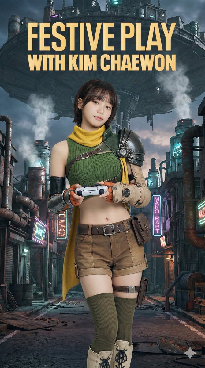 My brother said Chaewon could pass as Yuffie so I tried it on Nano Banana 🍌🫣