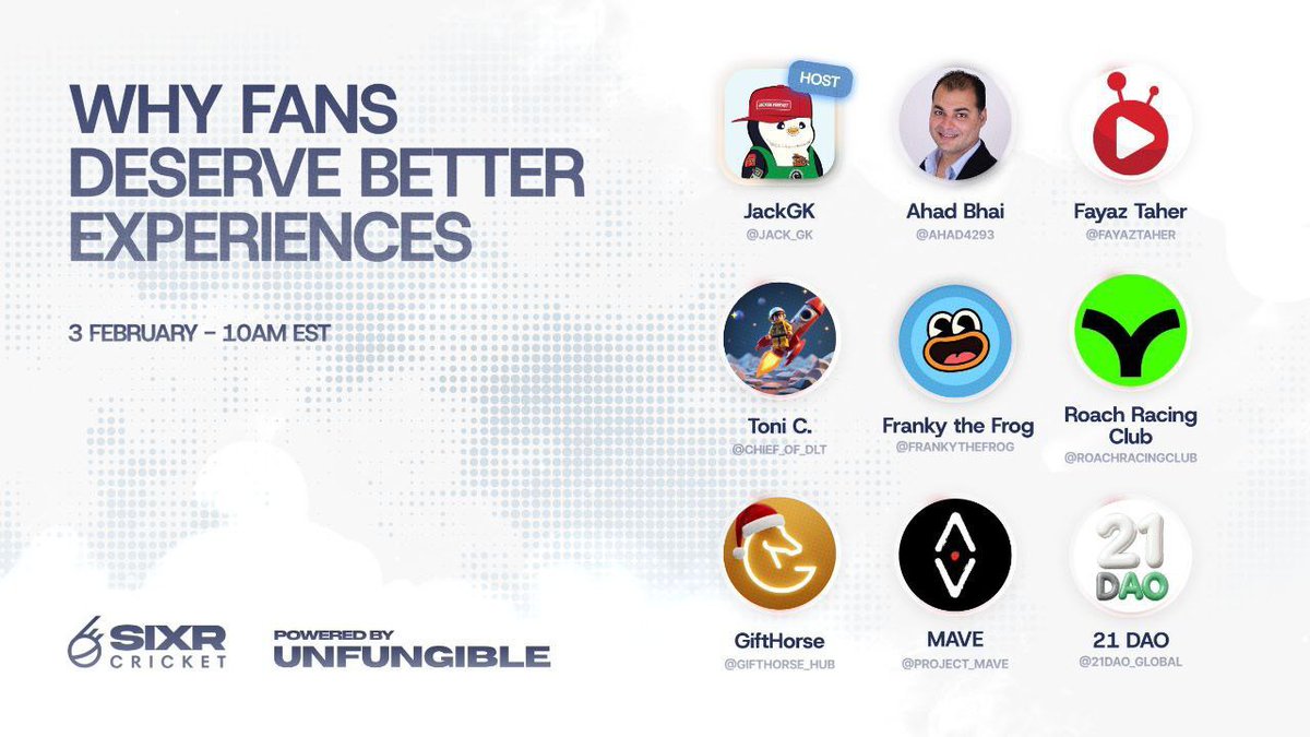 Join us on our weekly spaces today.

Topic: Why Fans Deserve Better Experiences

📅 February 3 - 10 AM EST

Set your reminders below!