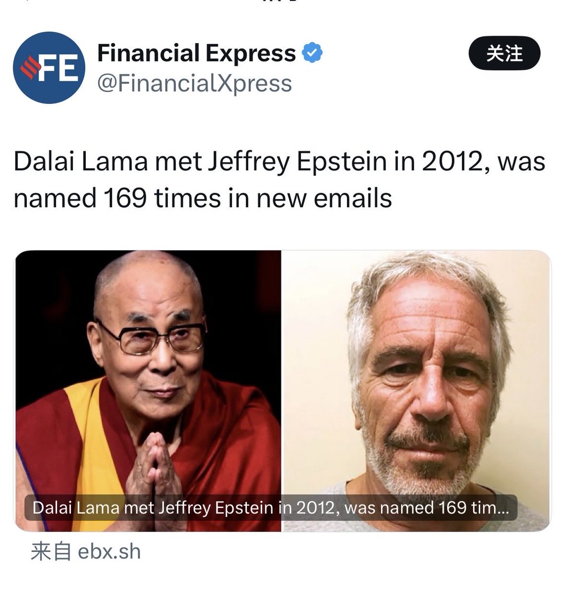 Dalai Lama was named 169 times in Jeffery Epstein emails.

You “free Tibet” people have been worshiping a CIA-sponsored pedophile.