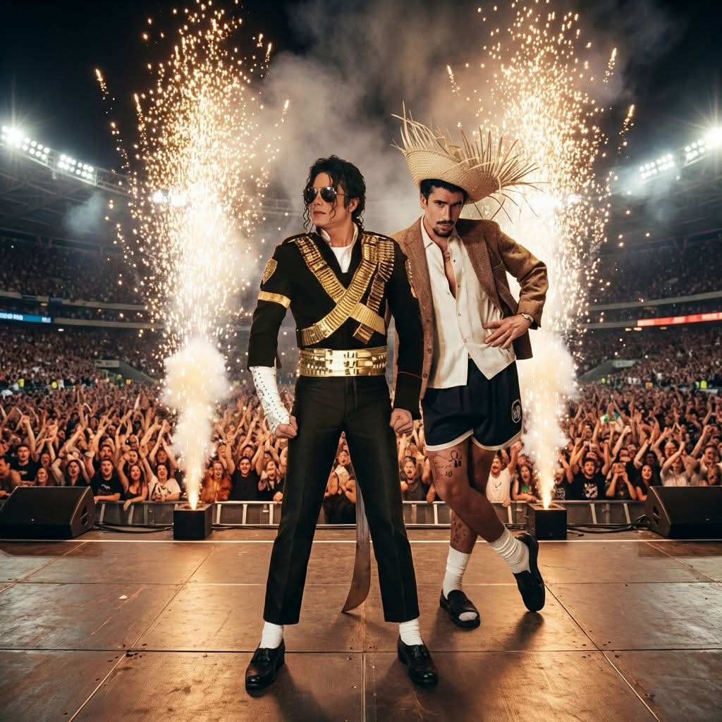 Puse este post el 28 de sept. 2025 y después de los Grammy alguien público esta foto donde aparece el rey de pop y #badbunny 
Será el show de medio tiempo  de #BadBunny mas visto que el de Michael Jackson??
#NFL #PuertoRico   #SuperBowl