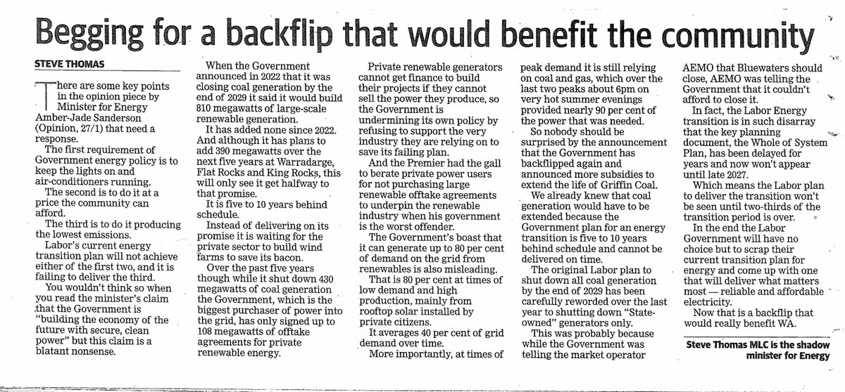 SteveThomasMLC's tweet photo. Western Australia needs an energy transition plan that can keep the lights on at a price that families and businesses can afford! https://t.co/Xt7iZzz8Tk