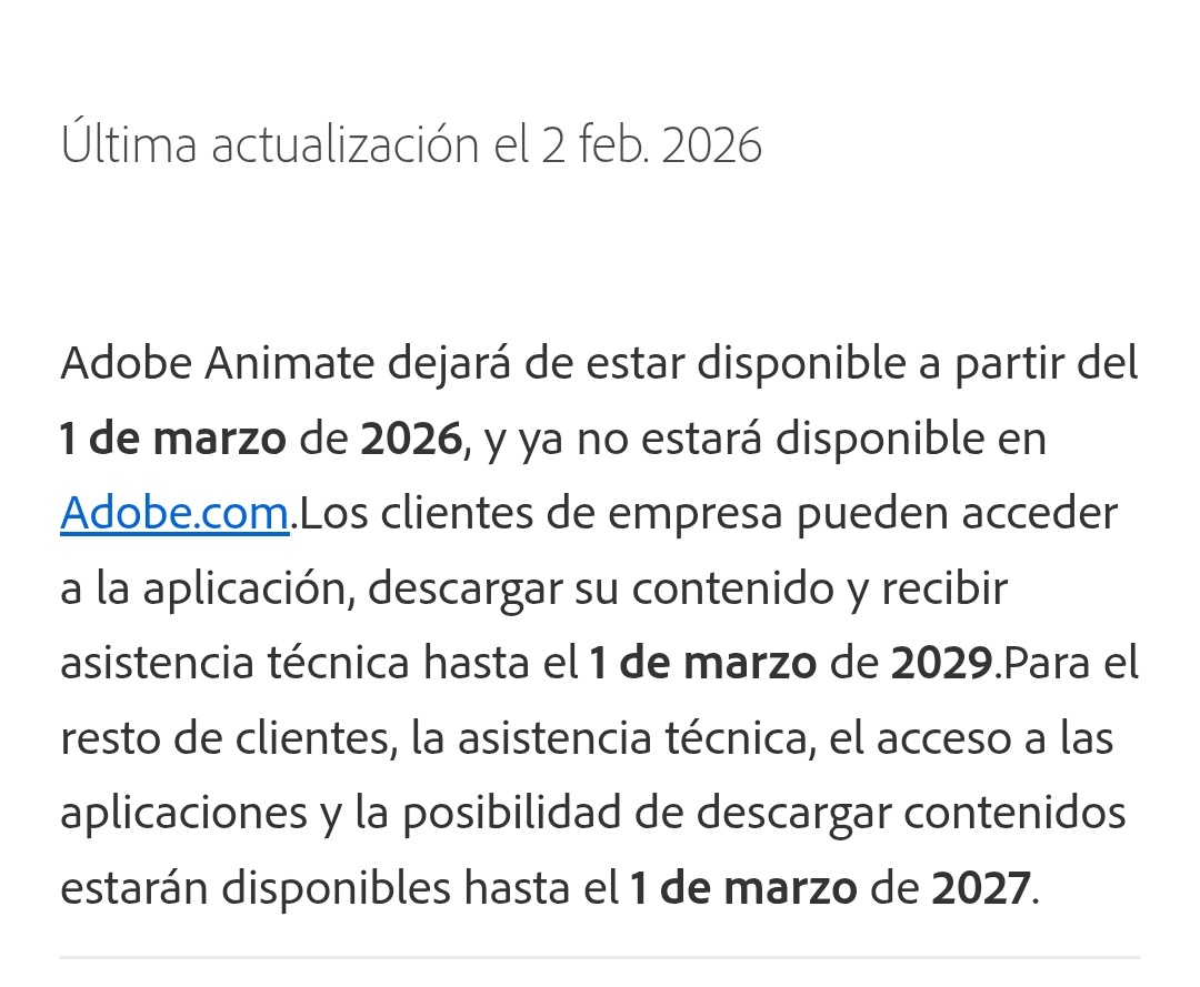 COMO QUE ADOBE ANIMATE VA A DEJAR DE EXISTIR, VENGA YA HOMBRE NO ME JODAS
 
Yo recién lo estaba aprendiendo a usar y no me quiero imaginar como le afectó a la gente que ya lo usaba, un minuto de silencio por todos los caídos 🙇‍♂️