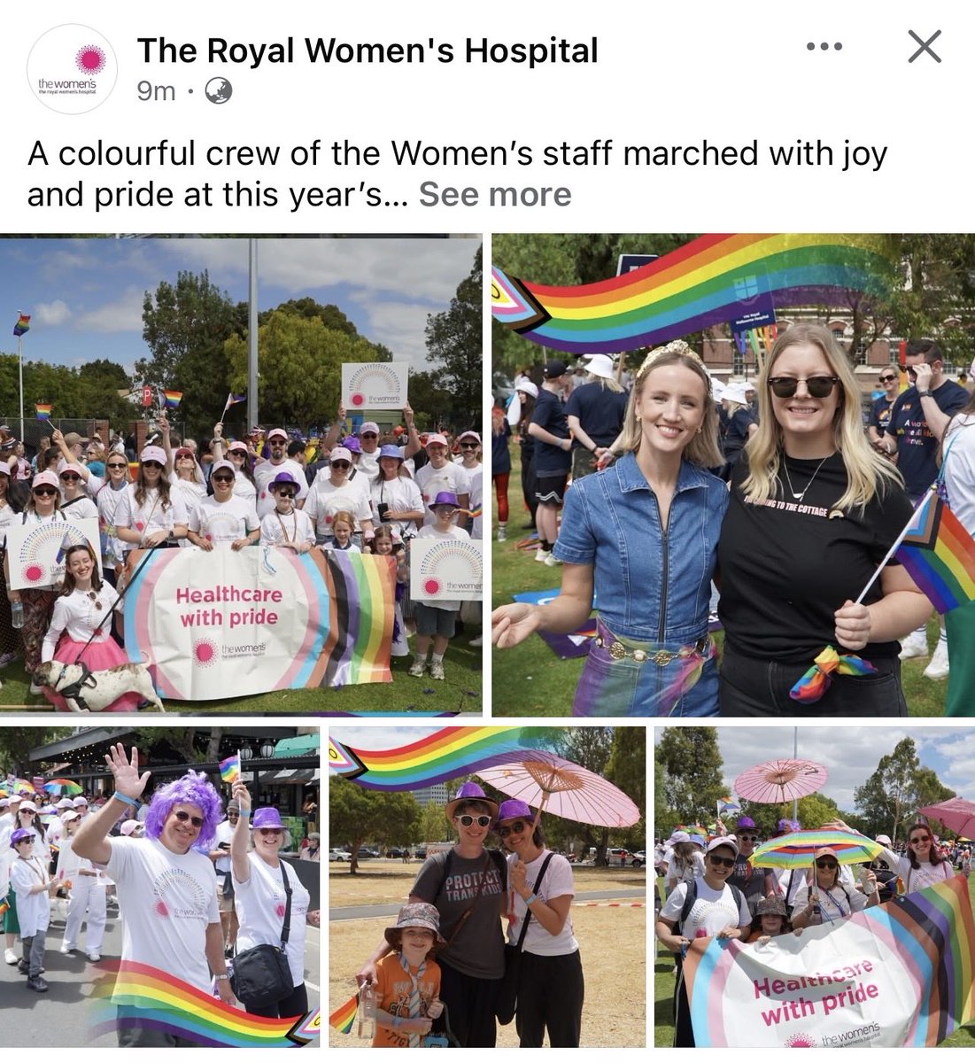 The Royal Women’s Hospital in Melbourne, Australia 🇦🇺. “We fly our rainbow flags so everyone can see they’re welcome”…except for sex realists. 

“We are committed to creating a safe, inclusive and welcoming environment for everyone”…except if you believe men can’t be women.