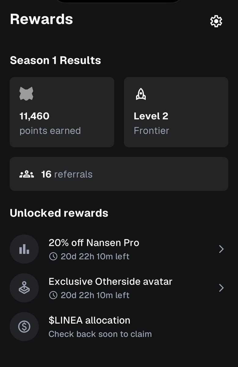 อัพเดท <a href="/MetaMask/">MetaMask 🦊</a> Reward Claim ครับ
.
1. $LINEA จะถูกเเจกตาม Level เเละคะเเนนรวมในตอนสิ้นสุด SS1 ที่ผ่านมา สัปดาห์นี้จะสามารถดู Allocation $LINEA ที่เราได้รับได้เเล้ว การเเจกและการเคลม $LINEA จะเกิดขึ้นในเดือนนี้
2. ตอนนี้ในเเอพ Metamask เวอร์ชั่นล่าสุด