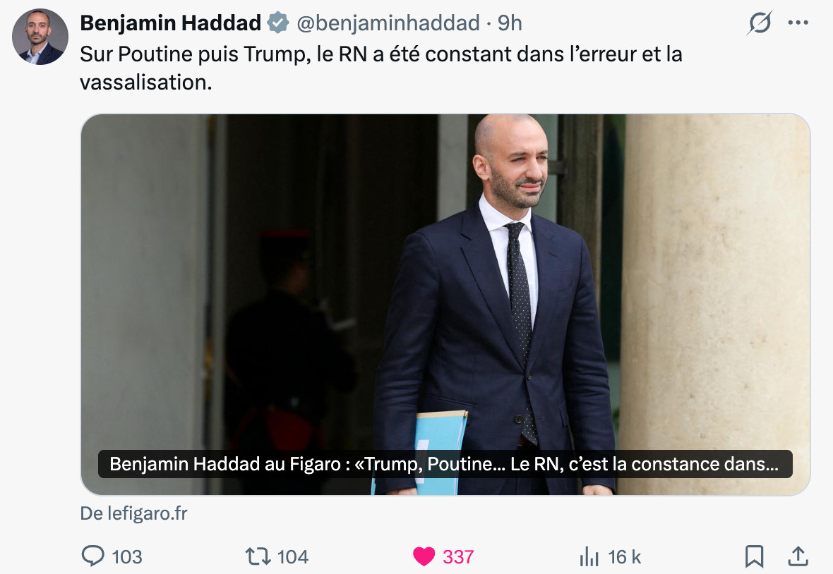 Les fans du RN doivent ouvrir les yeux: au pouvoir, ils auraient vendu la France à Vladimir Poutine et à Donald Trump...