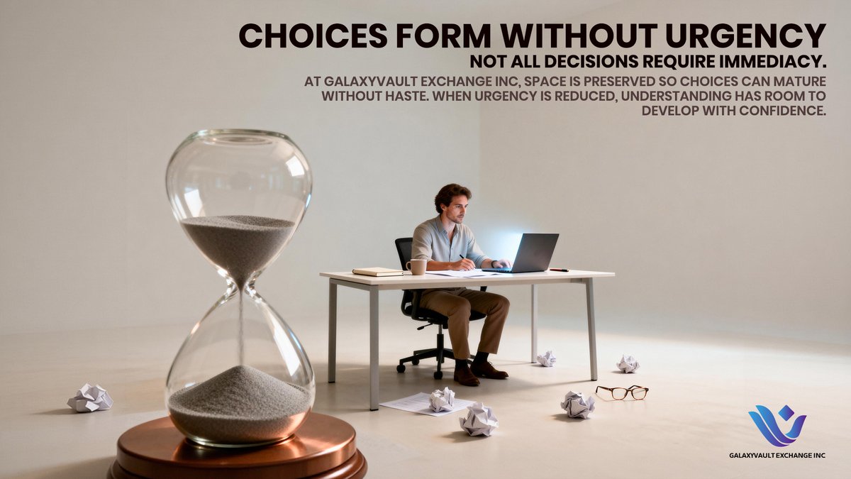 GalaxyVault_'s tweet image. ⚡️ Urgency often compresses perspective before it can unfold 👁.
🪟 At GalaxyVault Exchange INC, space is preserved so judgment can form gradually 🧠.
🌿 When pressure eases, direction feels steadier and easier to trust ⏱.

#GalaxyVault #UnhurriedChoices #MeasuredJudgment