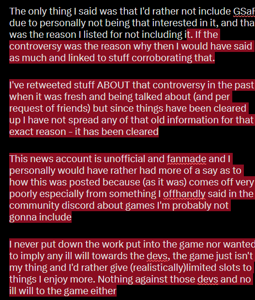 I'd like to make an actual post regarding this to clear up some things, since the way it was posted about didn't really explain the reasoning for these and could be taken quite poorly without that context

Hopefully this helps clear up my stance on all of that 🫡