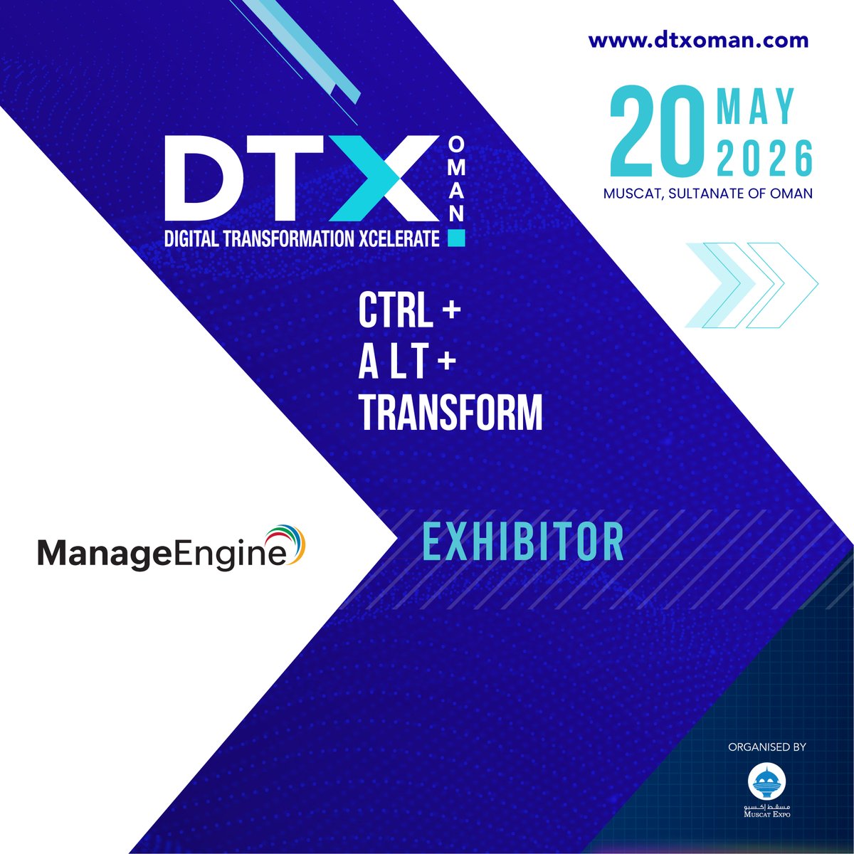 We are pleased to announce <a href="/manageengine/">ManageEngine</a> participating as an Exhibitor at the DTX-Digital Transformation Xcelerate Event, 20 May 2026, Muscat. dtxoman.com #digitaltransformation #technology #innovation #business #ai #artificialintelligence #automation #digitalstrategy