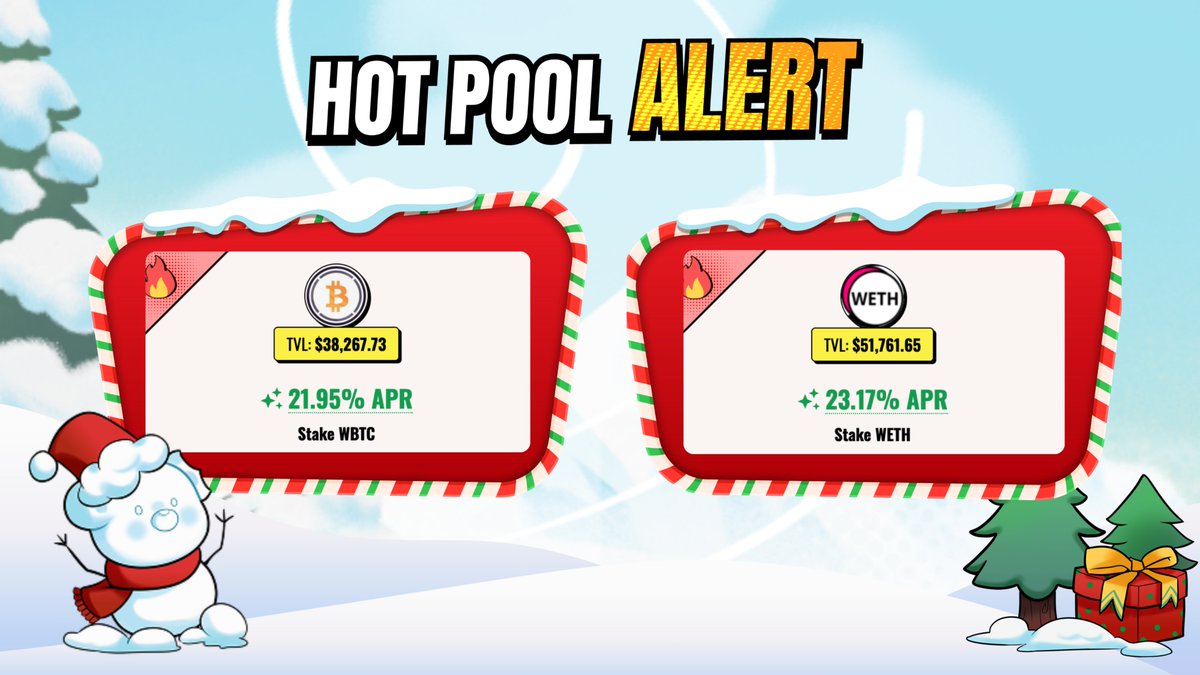 WETH &amp; WBTC pools update on JIKO:

• WBTC: 21.95% APR
• WETH: 23.17% APR

If you’re holding, might as well let them work.

Check it out: app.jiko.finance/staking