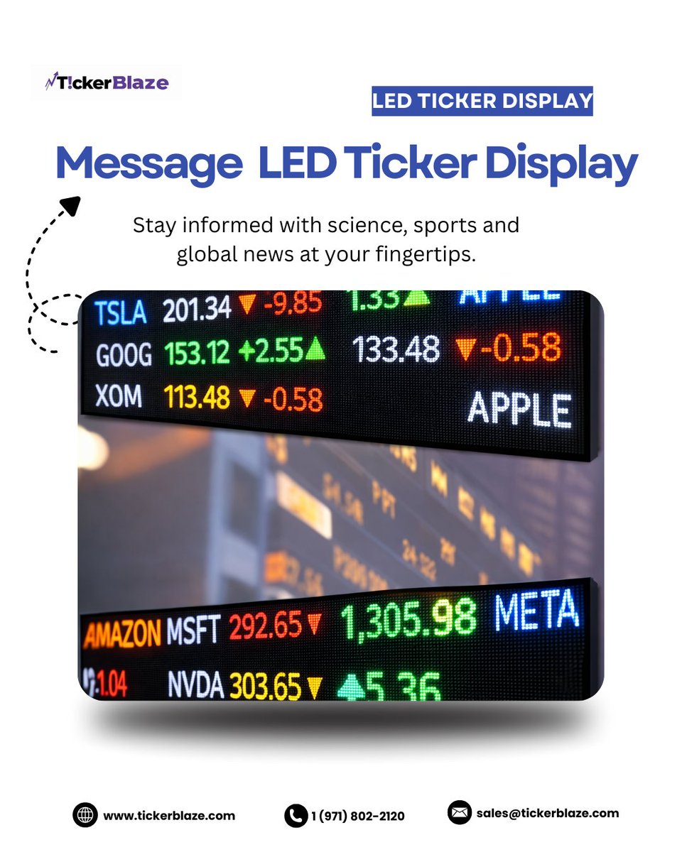 tickerblaze's tweet image. Message LED Ticker Display
Live stocks, news &amp;amp; alerts on LED Ticker Displays.
#LEDTicker #DigitalSignage #StockTicker #SmartDisplay #TickerBlaze