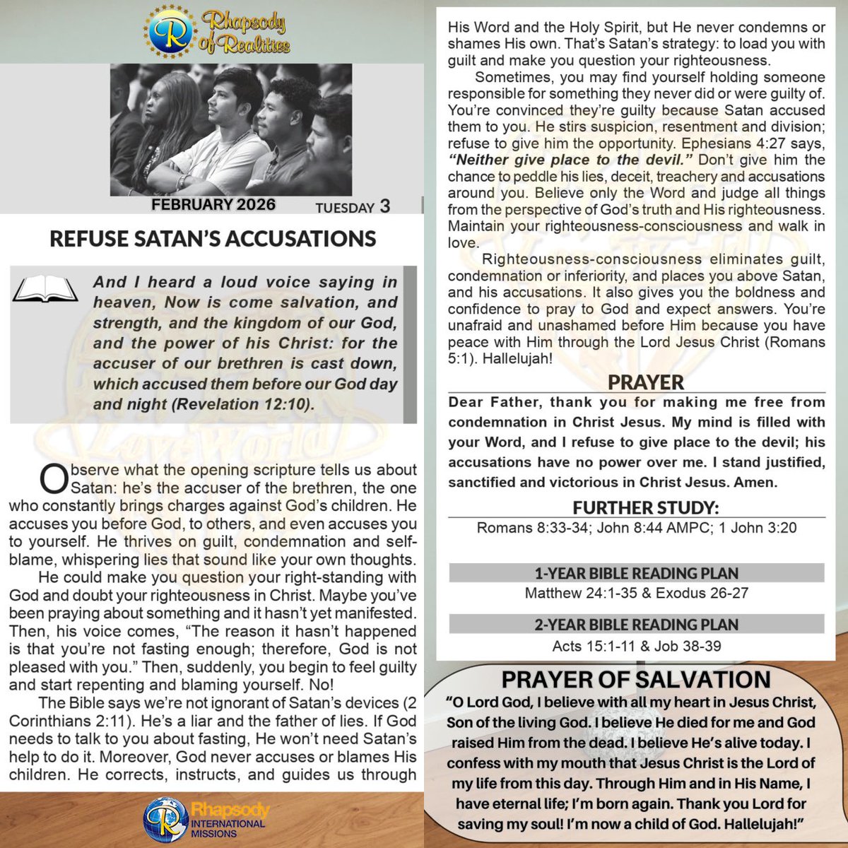 tjadua's tweet photo. Your daily rhapsody. God’s word for you today
#rhapsodyofrealities https://t.co/onBRdJiPPT