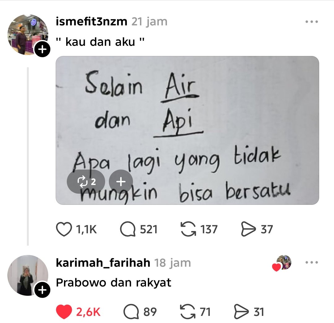 Sulit disatuin. 
Yang satu nyari rakyat, rakyat nya pada kaburrr