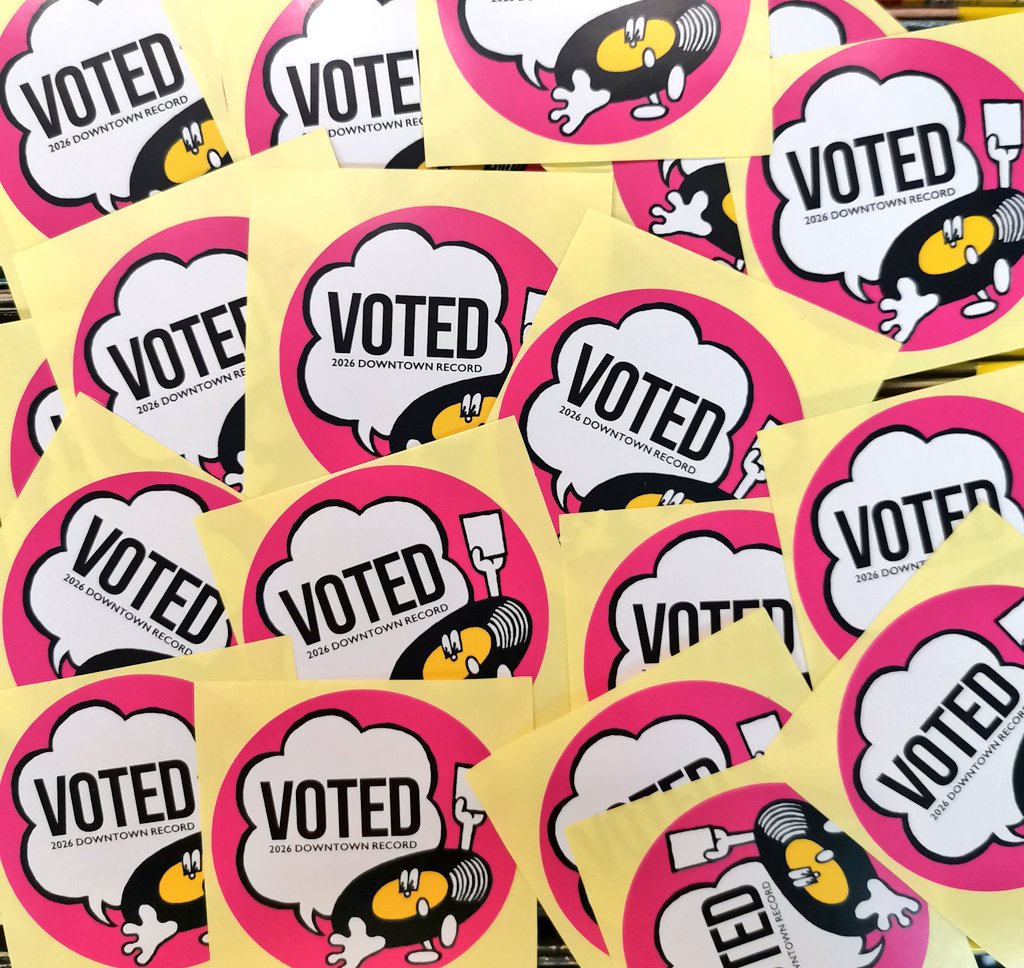 ダウンタウンレコードさんが制作されたVOTEDステッカー投票済の方にもれなく差し上げます！かわいい！(デザインは梅村昇史さん)
当店、只今選挙割10%OFFやっております！
投票証明書の提示もしくは「投票行きました」「投票行きます」と店主に言うて下さいませ。
ちゃんと自分で決めて、いざGO！VOTE‼️