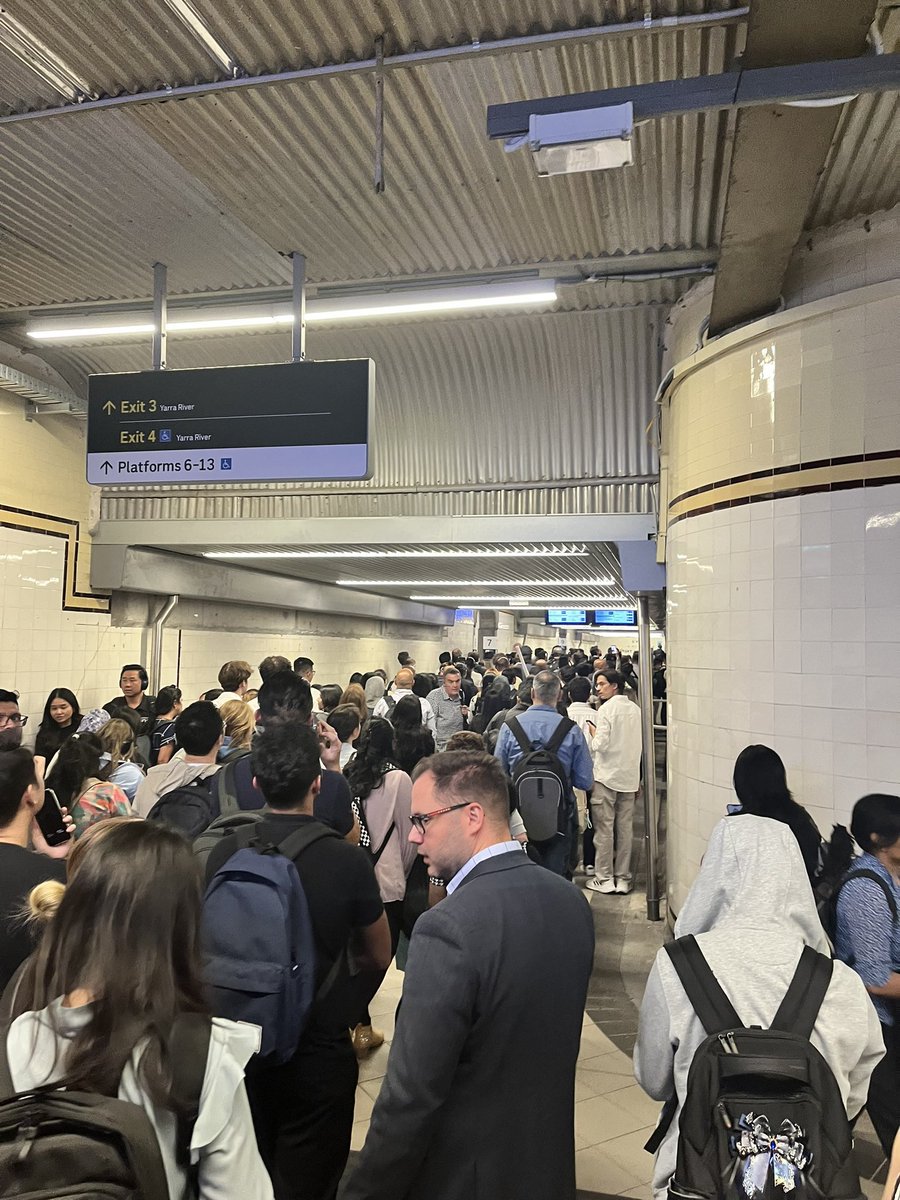 gerardr's tweet photo. @metrotrains Any chance our government can actually do something other than fuck this once great city up? This is the 3rd day of their new ‘amazing’ station and still lots of people to come back. Bunch of useless incompetent pricks. https://t.co/P3uLlIEOry