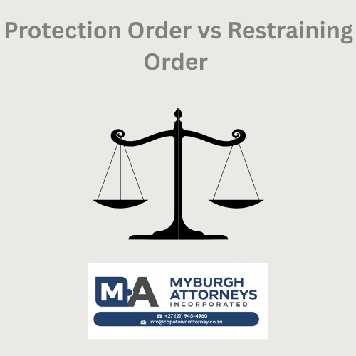 MYBURGHInc's tweet photo. Protection orders provide fast, accessible safety from abuse with immediate police arrest powers. Restraining orders (interdicts) are High Court civil remedies for non-violent disputes, like property or defamation, without automatic arrest.
#ProtectionOrder #RestrainingOrder https://t.co/5b2hBO6aOG
