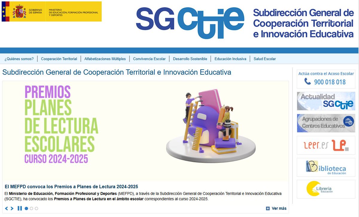 💡Docentes, somos la unidad del <a href="/educaciongob/">Ministerio de Educación, FP y Deportes</a> encargada de: 

🗺️Cooperación territorial
🤝Educación inclusiva, convivencia y salud
♻️Desarrollo sostenible
✅Equidad, éxito escolar y alfabetizaciones múltiples

🔎Conoce todos nuestros proyectos y recursos: 
educacionfpydeportes.gob.es/mc/sgctie/inic…