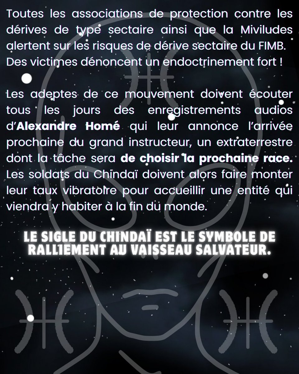 Cyril_dgnr's tweet photo. [Femmes Internationales Murs Brisés]
Bonjour par ici !
Quelques posts pour vous parler d'un mouvement à dérive sectaire bien de chez nous : le FIMB.
Mouvement non-religieux mais...
Mouvement non-politique mais...
Mouvement féministe mais...
Avec des Aliens dedans ! 1/x https://t.co/E3G8UEuIrX
