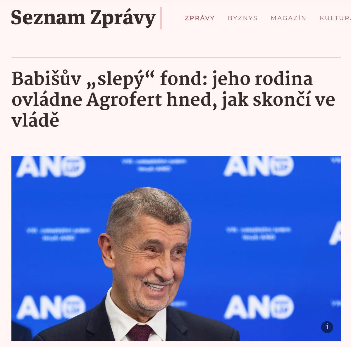 Andrej Babiš znovu lhal. <a href="/SeznamZpravy/">Seznam Zprávy</a>  dnes uvedly, že získaly klíčový dokument, jímž se <a href="/AndrejBabis/">Andrej Babiš</a>  podle svého tvrzení nevratně zbavil Agrofertu. Jak ale bývá u pana Babiše zvykem, podstatnou část zamlčel. Hned jak totiž skončí ve funkci premiéra, ovládnou celý holding jeho