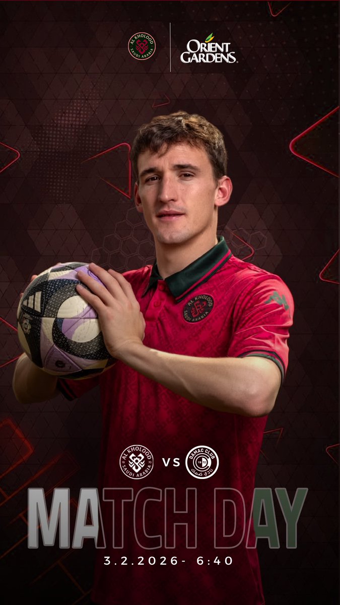 حين يكون الشغف حاضرًا، يكون التحدي أجمل ⚽🔥
كل التوفيق لفخر الرس في لقاء الليلة 💪
<a href="/AlKholoodClub/">نادي الخلود السعودي</a> 

#نادي_الخلود #أورينت_جاردنز