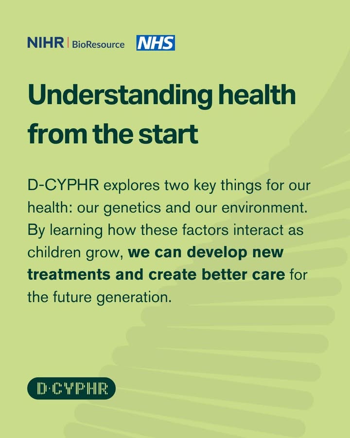 NIHRBioResource's tweet photo. Children’s health research involving genetics is vital, which is why it’s central to #DCYPHR. Many conditions begin in childhood, yet most research focuses on adults. If you have a child aged 0–15, you can help shape future health by joining today: https://t.co/ALpqzOM7LP https://t.co/F7KjQ7uO1V