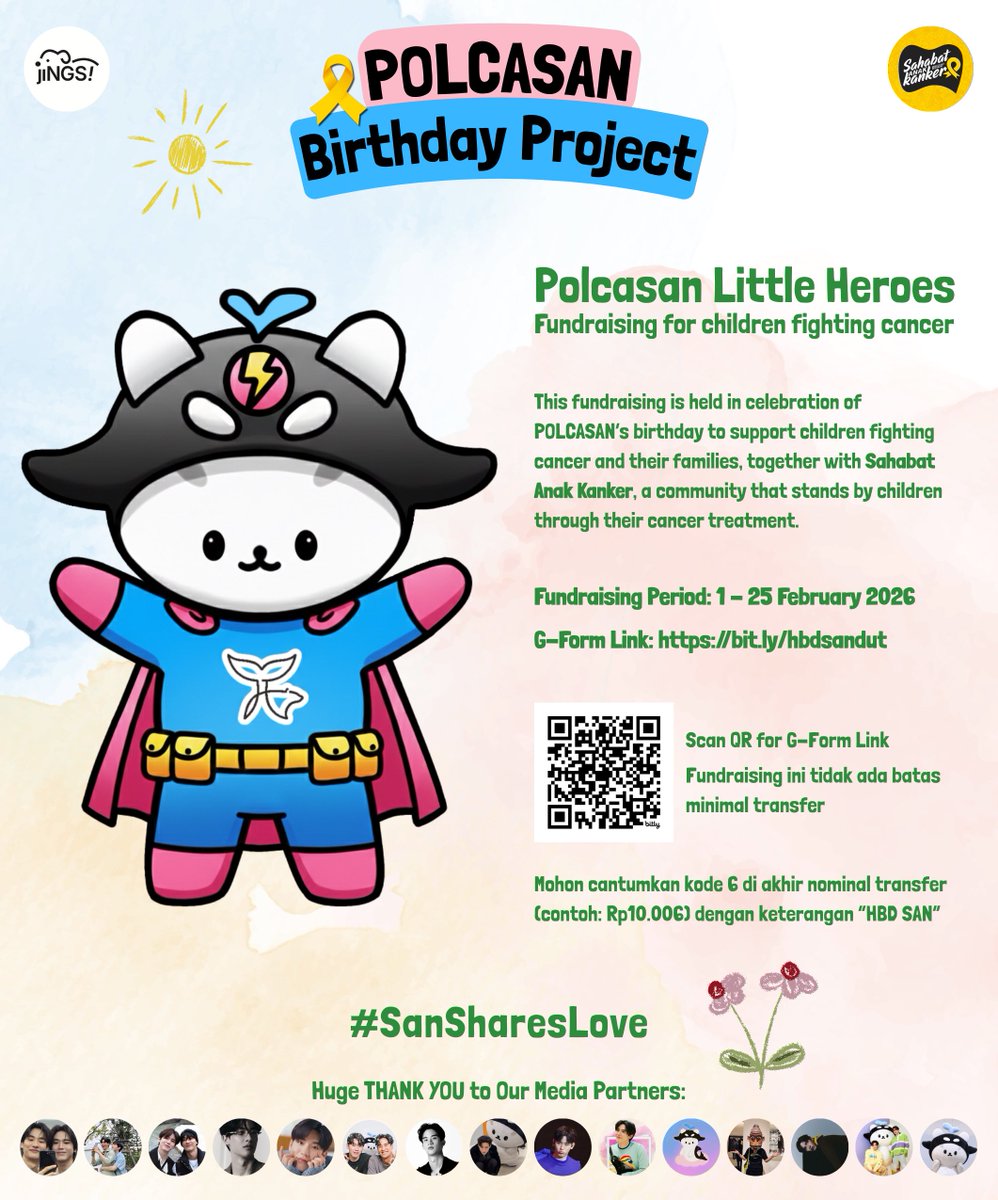 tawanchapter's tweet photo. Polcasan Little Heroes 🤍

To celebrate #POLCASAN’s birthday, we’re raising funds to share care and support with children fighting cancer 🎗️

📋 Details in the photo
🎟️ G-Form: https://t.co/FFPdB3YAFk
💸 Donation period: 1–25 February

Questions? DM @jiNGSProject
#SanSharesLove https://t.co/g3klaLP5vr