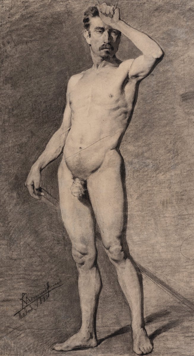 Durante su formación en la <a href="/rabasf/">Academia S. Fernando</a> Rafael Romero de Torres realizó su serie de #dibujos, que estudian la figura humana masculina, de modelos al natural, que demuestran su habilidad técnica y reflejan el ideal estético de la época. Se exhiben en la #exposicion del <a href="/MBACordoba/">MBACó</a> #art