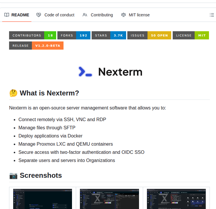 Server management software for SSH, VNC, and RDP

github.com/gnmyt/Nexterm