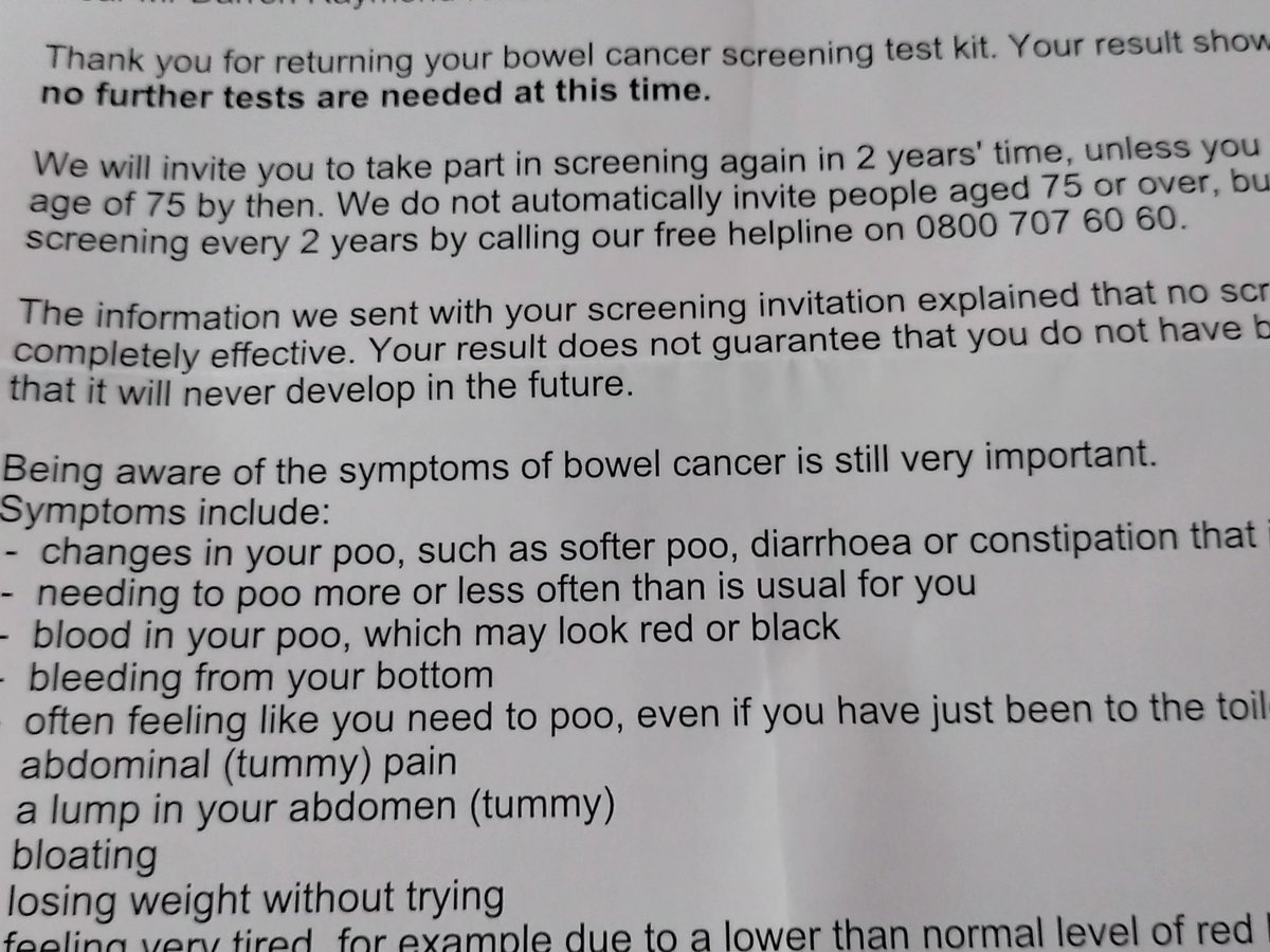 Best news I've had in years this morning, one less health issue to worry about! Shame about the ones still in my life!