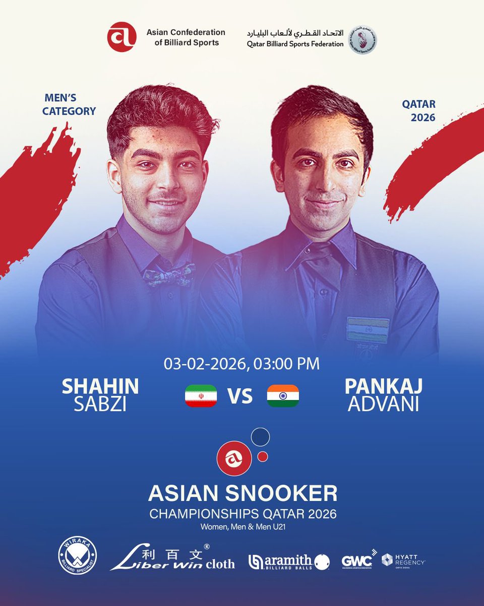 🔴 LIVE STREAM | Asian Men Snooker Championship

🇮🇷 SHAHIN SABZI 
🆚
🇮🇳 PANKJ ADVANI

🕙 3:00 PM
📅 3 February 2026

Watch the match live on our official stream: 

youtube.com/live/Vo_4bgBE_…