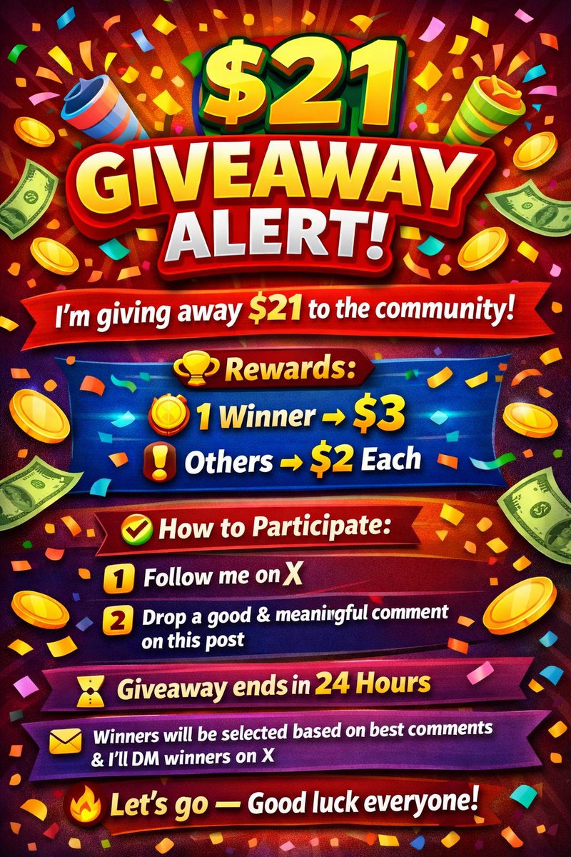 xRahulTalks's tweet image. 🎉 $21 GIVEAWAY ALERT 🎉

I’m giving away $21 to the community total 10 winner's 

🏆 Rewards: 
🥇 1 Winner → $3
🎖️ Others → $2 each

✅ How to Participate:
1️⃣ Follow me on X @xRahulTalks
2️⃣ Drop a good &amp;amp; meaningful comment on this post

⏳ Giveaway ends in 24 Hours
📩 Winners…