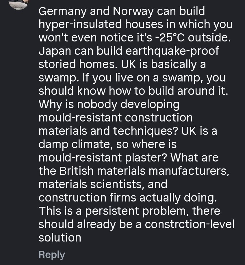 ronkelawal's tweet image. I've just seen the UK described as a swamp in response to a story about a homeowner's persistent damp issue and it feels so accurate. 

We live on a swamp and it makes so much sense.