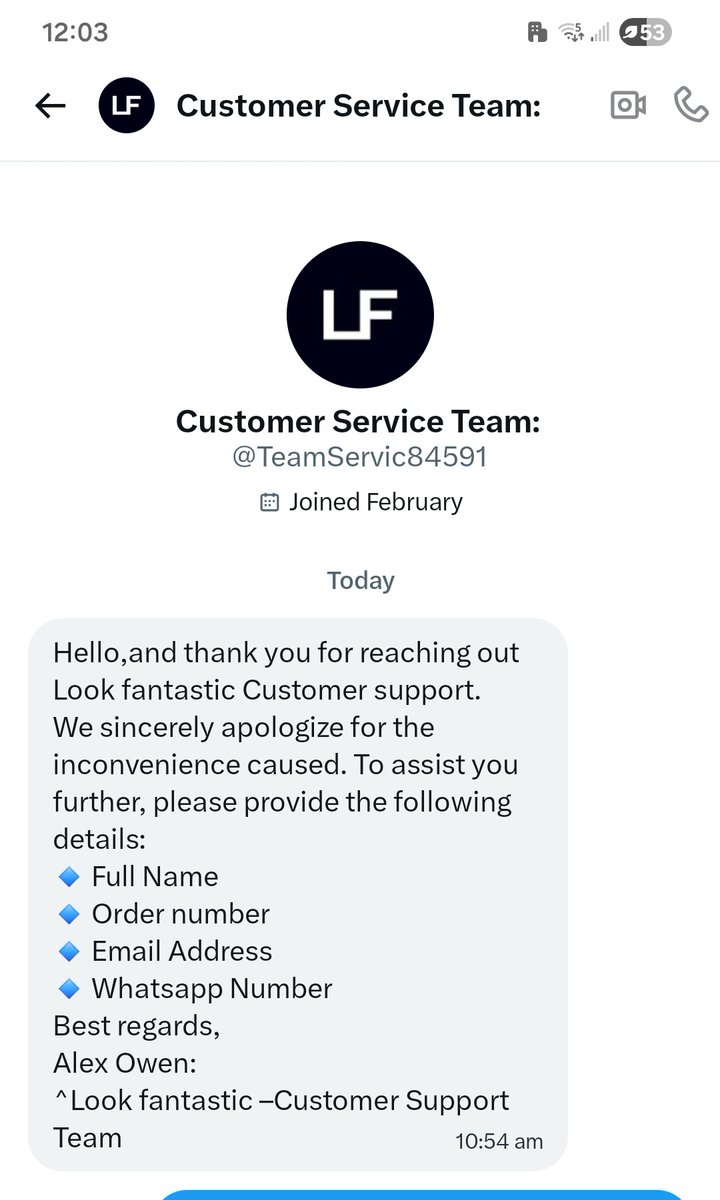 badgerkinsy's tweet photo. @LookfantasticCS Is this account one of yours or fake? https://t.co/bstN5bhW9k