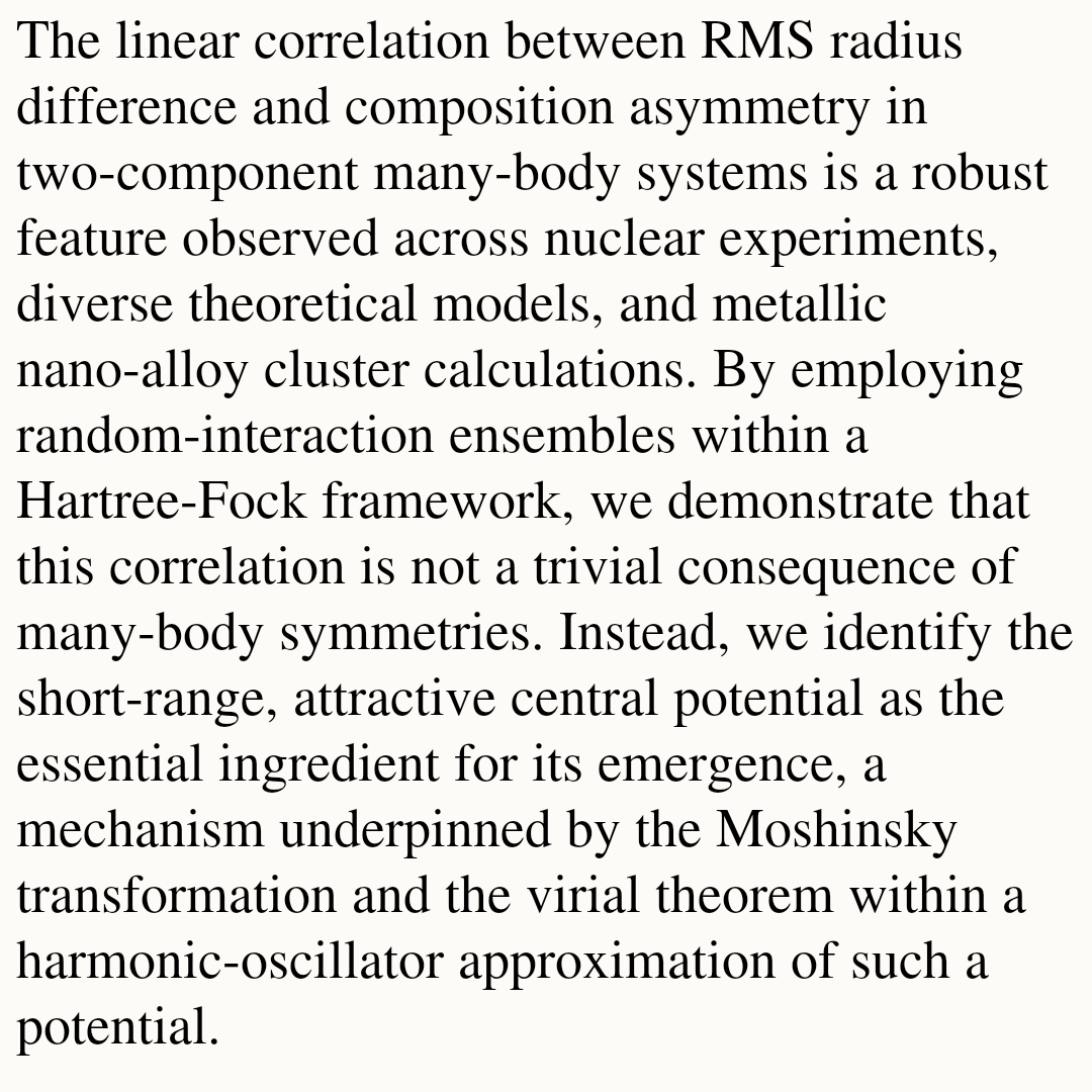 Essential Ingredient for Radial-Composition Correlations in Two-Component Many-Body Systems: Short-Range Attractive Central Force

Y. Lei
arxiv.org/abs/2602.00529 [𝚗𝚞𝚌𝚕-𝚝𝚑]