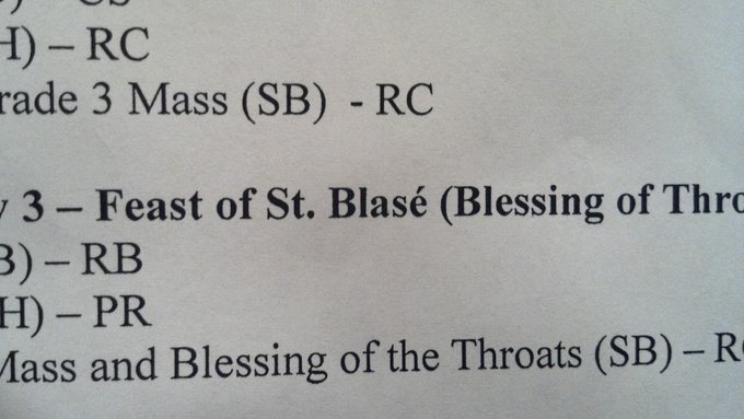 I know I post this every year, but it's too fun. St. Blasé. What? You want your throat blessed? Whatever. #🕯️😇🕯️